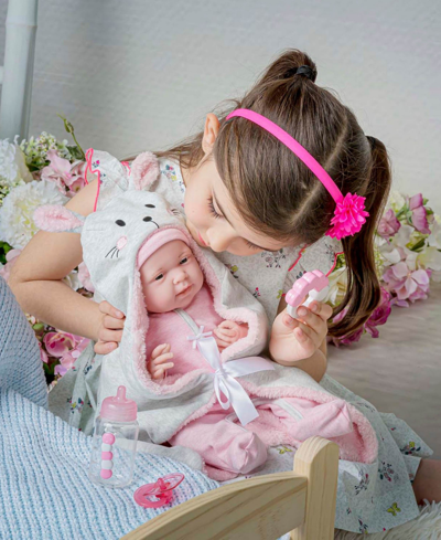 Jc Toys La Newborn Nursery 15.5" Baby Doll Bunting Bunny Gift Set, 9 Pieces In Pink