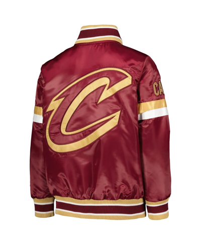 Starter Big Boys  Wine Cleveland Cavaliers Home Game Varsity Satin Full-snap Jacket In Wine