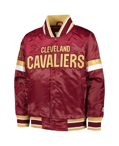 Starter Big Boys  Wine Cleveland Cavaliers Home Game Varsity Satin Full-snap Jacket In Wine