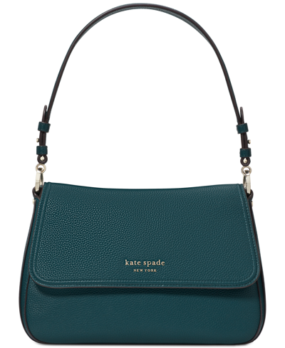 Shop Kate Spade Hudson Pebbled Leather Shoulder Bag In Artesian Green