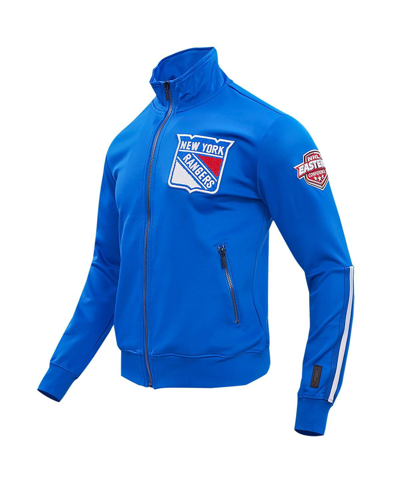 Pro Standard Blue New York Rangers Classic Chenille Full-zip Track Jacket In Blue