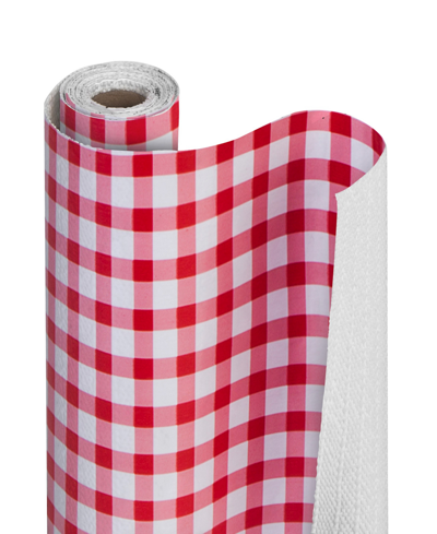Smart Design Bonded Grip Shelf Liner, 12" X 10' Roll In Ruby Red Gingham