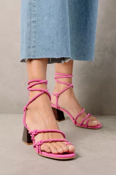 Shop Alohas Goldie Suede Wrap Heel In Magenta, Women's At Urban Outfitters