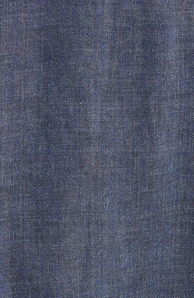 Eileen Fisher Blue Cropped Linen Trousers In Dusk