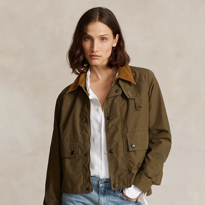 Shop Ralph Lauren Cropped Utility Jacket In Outdoors Olive