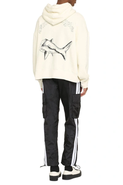 Shop Palm Angels Cotton Hoodie In Ivory