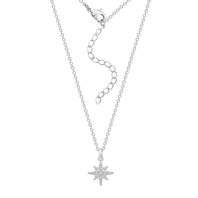 Shop Diamonbliss Dainty Starburst Pendant Necklace In Grey