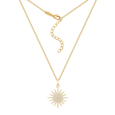 Shop Diamonbliss Pave Starburst Pendant Necklace In Gold
