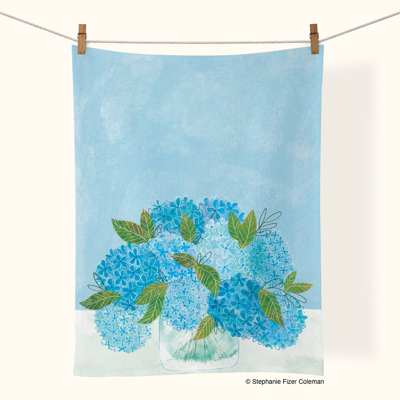 Shop Werkshoppe Blue Hydrangeas | Cotton Tea Towel