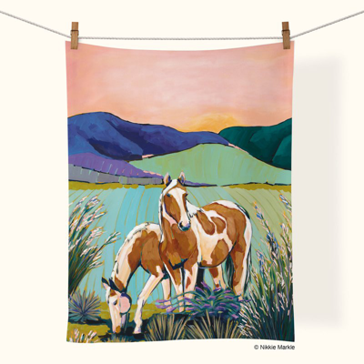 Shop Werkshoppe Painted Horses | Cotton Tea Towel