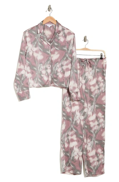 Shop Danskin Floral Satin Pajamas In Atmospheric Floral