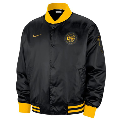 Shop Nike Black Golden State Warriors 2023/24 City Edition Courtside Premier Full-snap Bomber Jacket