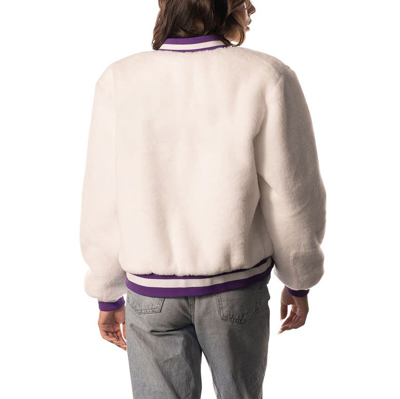 Shop The Wild Collective White Minnesota Vikings Fur Full-zip Bomber Jacket