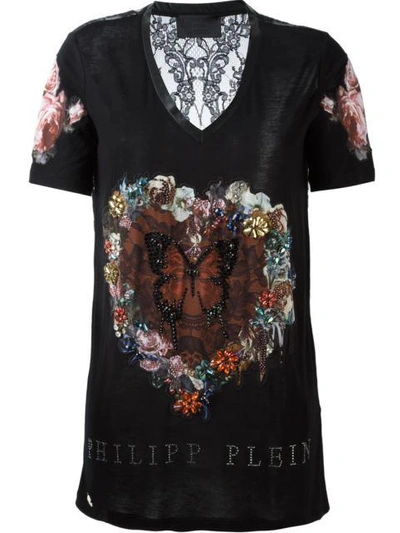 Philipp Plein Embellished Heart T-shirt | ModeSens