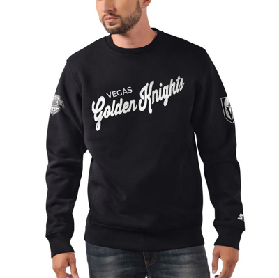 Shop Starter X Nhl Black Ice Black Vegas Golden Knights Cross Check Pullover Sweatshirt