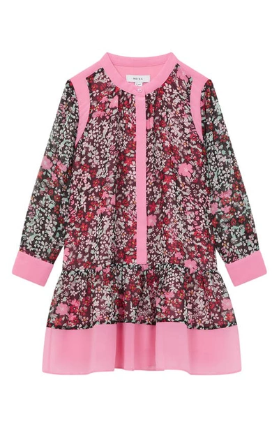 Shop Reiss Kids' Camilla Jr. Long Sleeve Dress In Pink