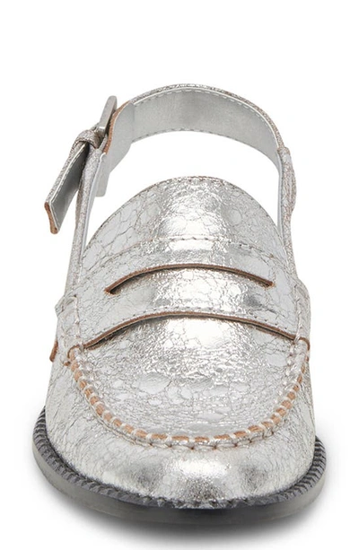 Shop Dolce Vita Hardi Slingback Penny Loafer In Silver Crackled Leather