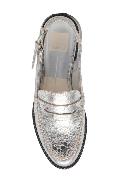 Shop Dolce Vita Hardi Slingback Penny Loafer In Silver Crackled Leather