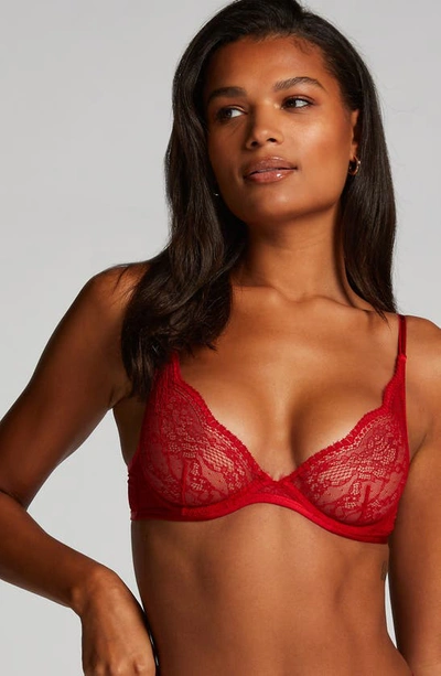 Shop Hunkemoller Isabelle Lace Underwire Bra In Tango Red