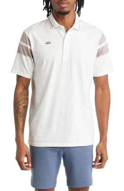 Shop Radmor Taylor Cap Stripe Performance Stretch Pima Cotton Golf Polo In Snow White/ Clay