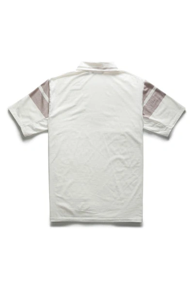 Radmor Taylor Cap Stripe Performance Organic Cotton Golf Polo In Snow White/ Clay