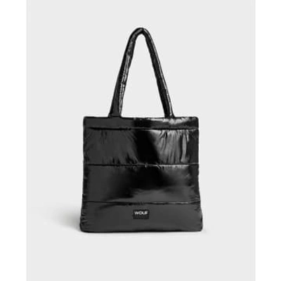 Shop Wouf Black Glossy Tote Bag