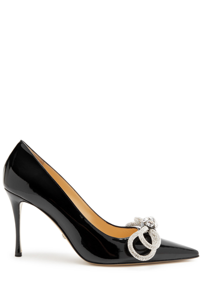 Shop Mach & Mach Double Bow 95 Patent Leather Pumps In Black