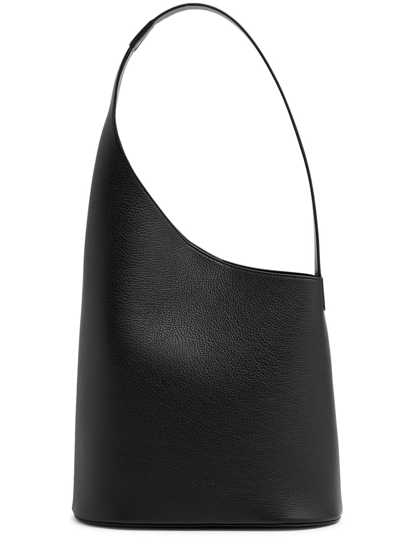 Shop Aesther Ekme Demi Lune Grained Leather Tote In Black