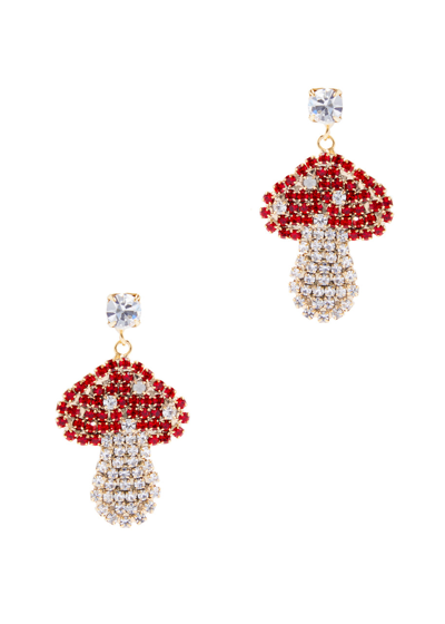 Shop Rosantica Finferli Crystal-embellished Drop Earrings In Red