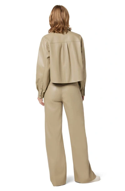 Shop Hudson Rosie Pleated High Waist Wide Leg Faux Leather Pants In Chinchilla