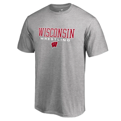 Shop Fanatics Branded Heathered Gray Wisconsin Badgers True Sport Wrestling T-shirt In Heather Gray