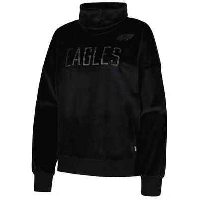 Shop Dkny Sport Black Philadelphia Eagles Deliliah Rhinestone Funnel Neck Pullover Sweatshirt