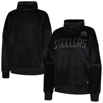 Shop Dkny Sport Black Pittsburgh Steelers Deliliah Rhinestone Funnel Neck Pullover Sweatshirt