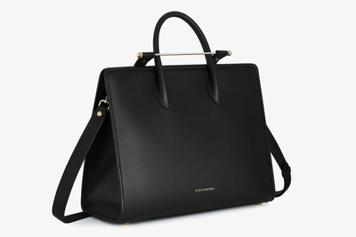 Shop Strathberry Top Handle Leather Tote Bag In Black