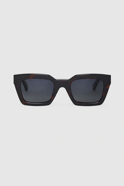 Shop Anine Bing Indio Sunglasses In Dark Tortoise