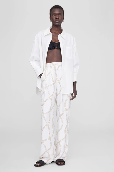 Shop Anine Bing Carrie Pant In Cream And Tan Link Print