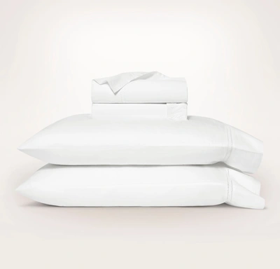 Shop Boll & Branch Organic Signature Embellished Sheet Set In White/white Eyelet