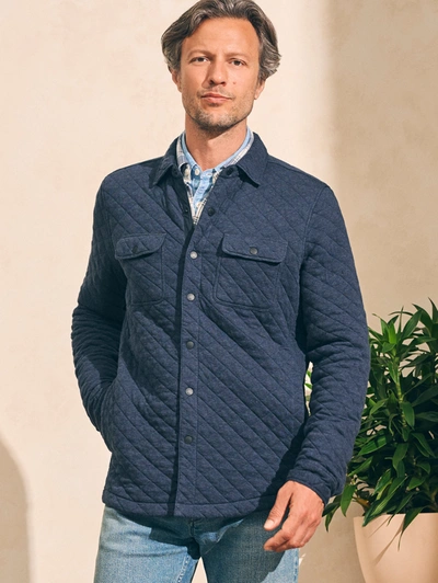 Faherty Epic Quilted Fleece Shirt Jacket Cpo In Navy Melange