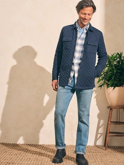 Faherty Epic Quilted Fleece Shirt Jacket Cpo In Navy Melange