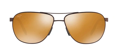 Shop Maui Jim 728-01m Castles Aviator Polarized Sunglasses In Bronze