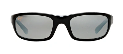 Shop Maui Jim Stingray Polarized Wrap Sunglasses In Black