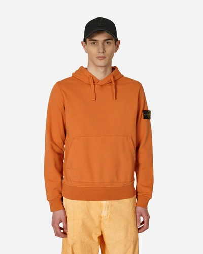 Shop Stone Island Garment Dyed Hooded Sweatshirt Orange In Brown