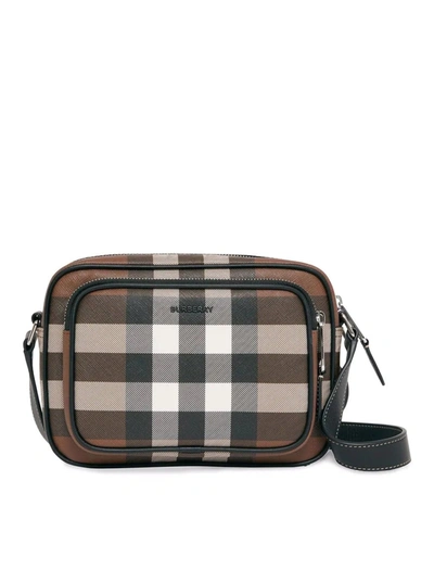 Shop Burberry Check-print Compact Messenger Bag In Brown
