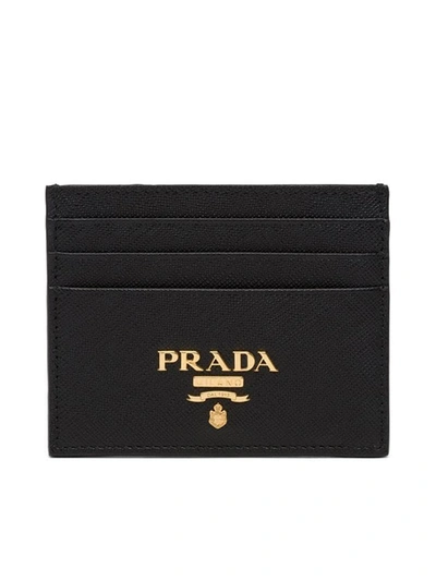 Shop Prada Compact Front Logo Cardholder In Black