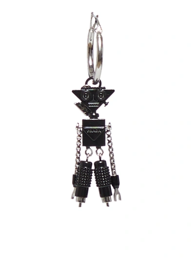 Shop Prada Robot Jewels Metal Earrings In Black