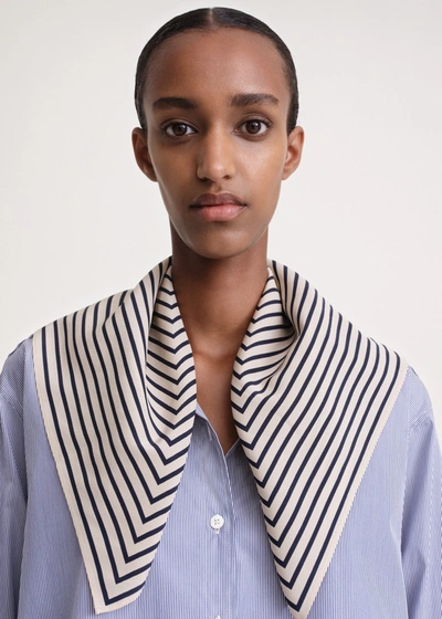 Totême Signature Monogram Silk Scarf Creme In Creme