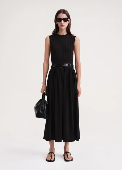 Shop Totême Sleeveless Cotton Tee Dress Black
