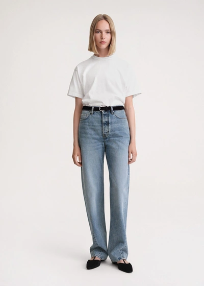 Totême Twisted Seam Denim Full Length Worn Blue In Worn Blue