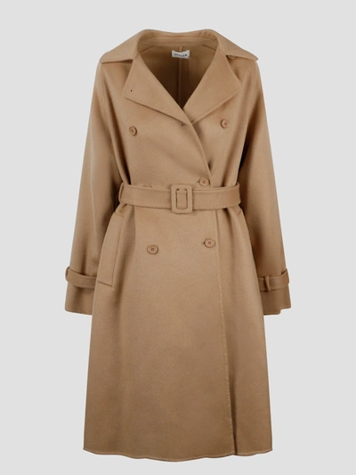 Shop P.a.r.o.s.h Double Breasted Wool Coat In Light Brown