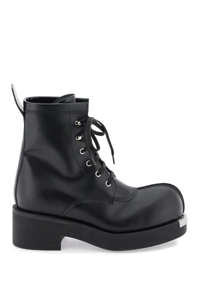Shop Mm6 Maison Margiela Leather Lace Up Ankle Boots In Black